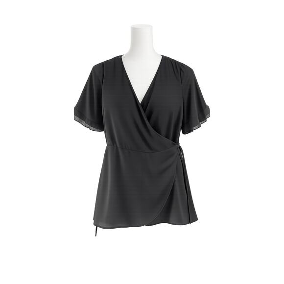 Zara Tops - NWT - Zara Trafaluc Wrap Top with Flutter Sleeves – Black – Size XS